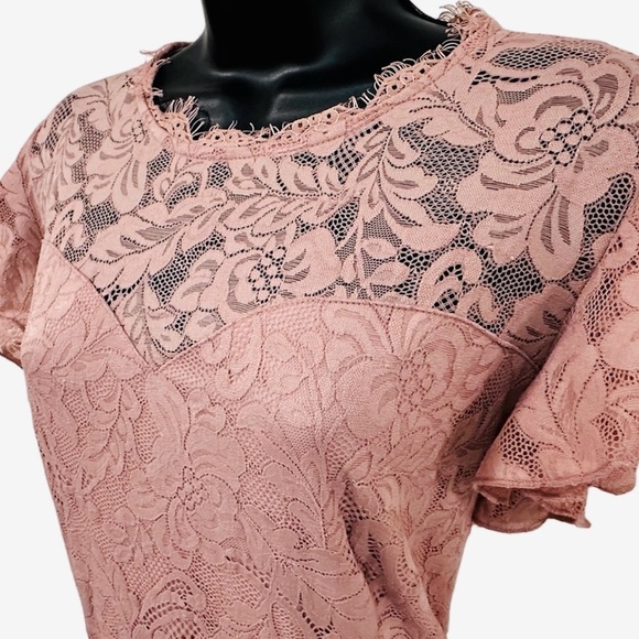 SOLD: Miusol Pink Floral Lace Maxi Dress Formal Evening Party Wedding Prom Gala - Picture 4 of 11